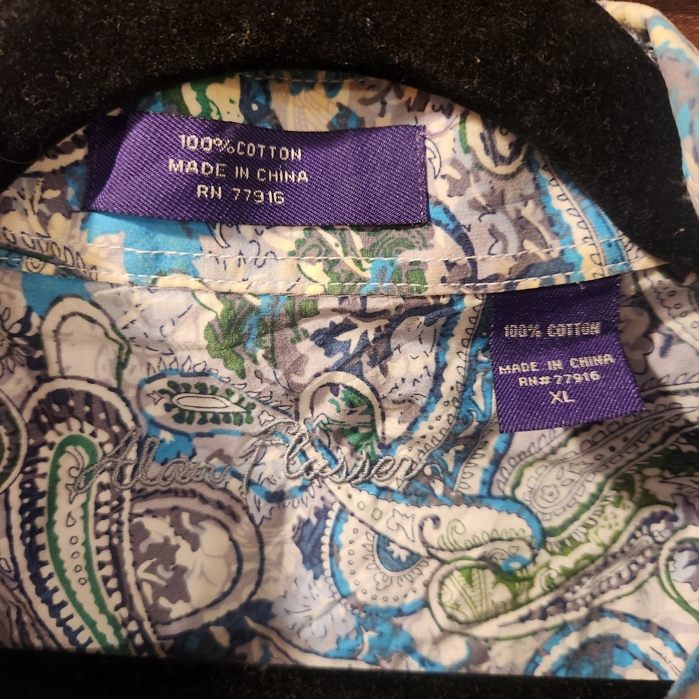 Alan Flusser Paisley Button-Down Shirt - Blue and Green - Picture 2 of 3